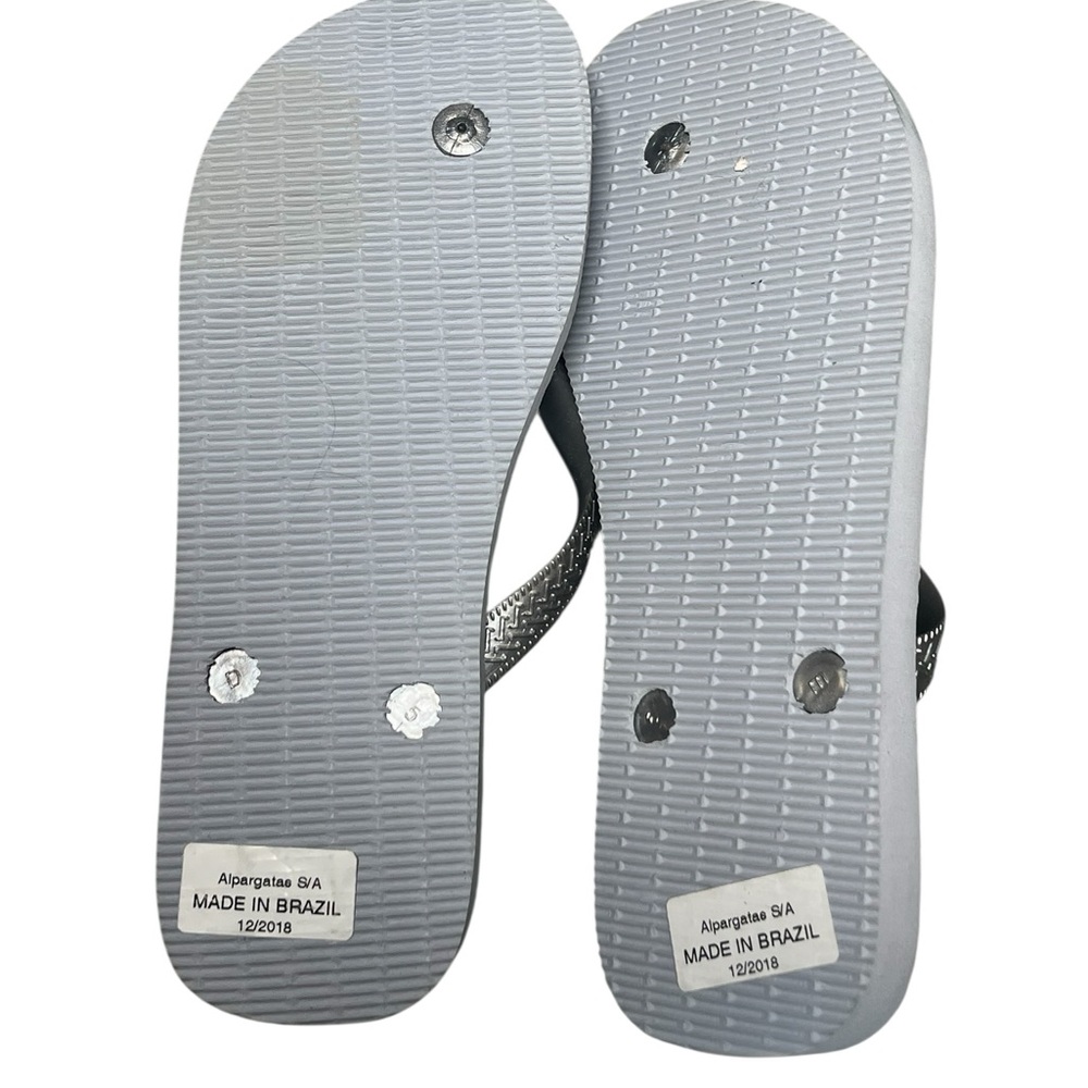 Havaianas animals top flip flop sandals in zebra print gray black silver - Picture 5 of 6